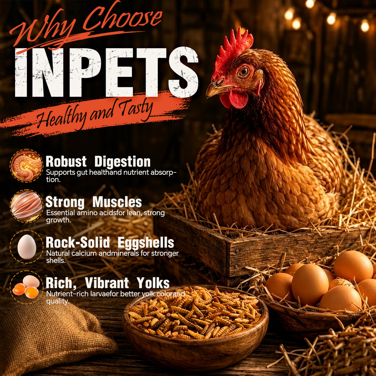 INPETS 100% Plant-Fed Dried Black Soldier Fly Larvae Chicken Treats, 5-lb box