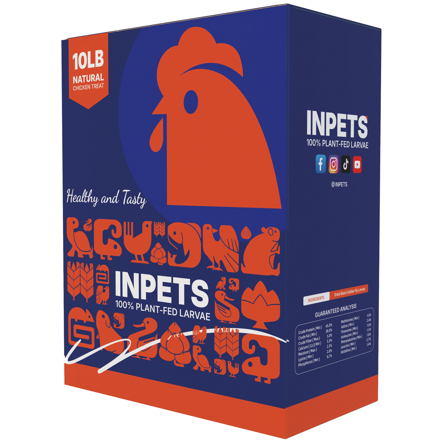 INPETS 100% Plant-Fed Dried Black Soldier Fly Larvae Chicken Treats, 10-lb box